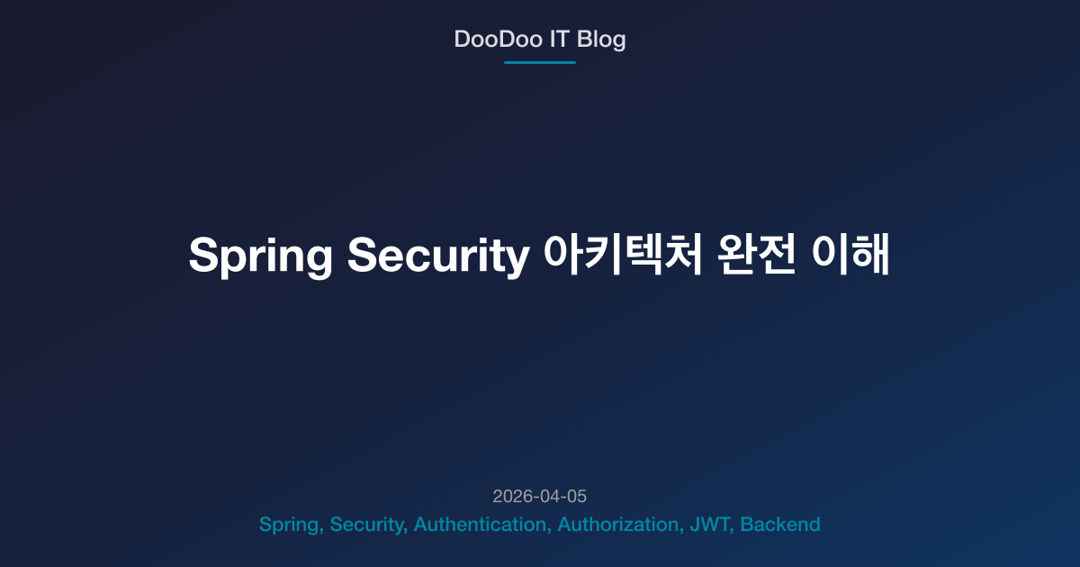 Spring Security 아키텍처 완전 이해 | DooDoo IT Blog | Backend Dev Blog by ...