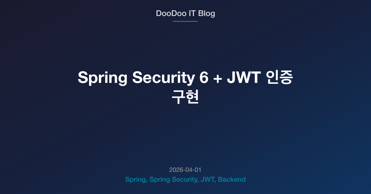 Spring Security 6 + JWT 인증 구현 | DooDoo IT Blog | Backend Dev Blog by ...